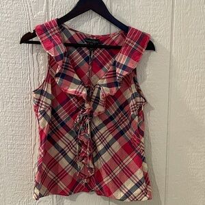 Vintage LRL Lauren Jeans Co Ralph Lauren Plaid Ruffle Sleeveless Top